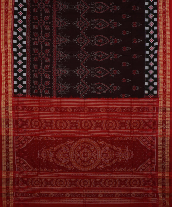 Black red cotton handwoven pasapalli saree