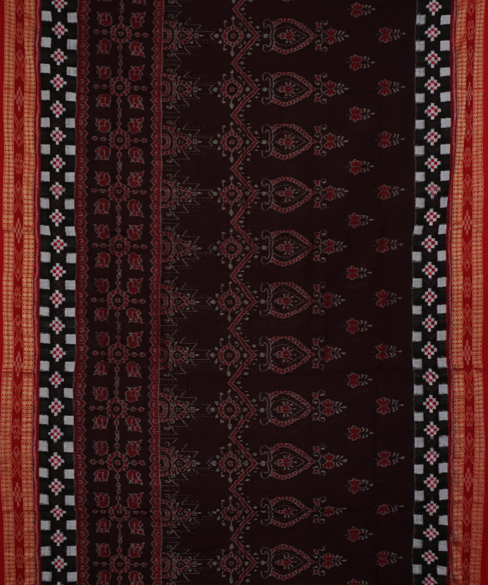 Black red cotton handwoven pasapalli saree
