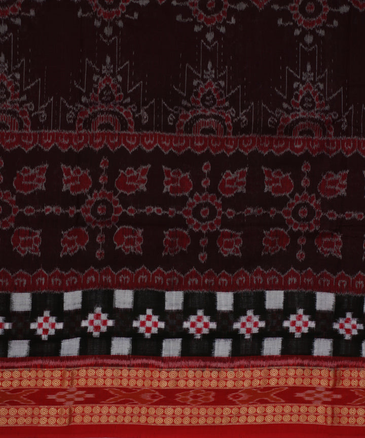 Black red cotton handwoven pasapalli saree