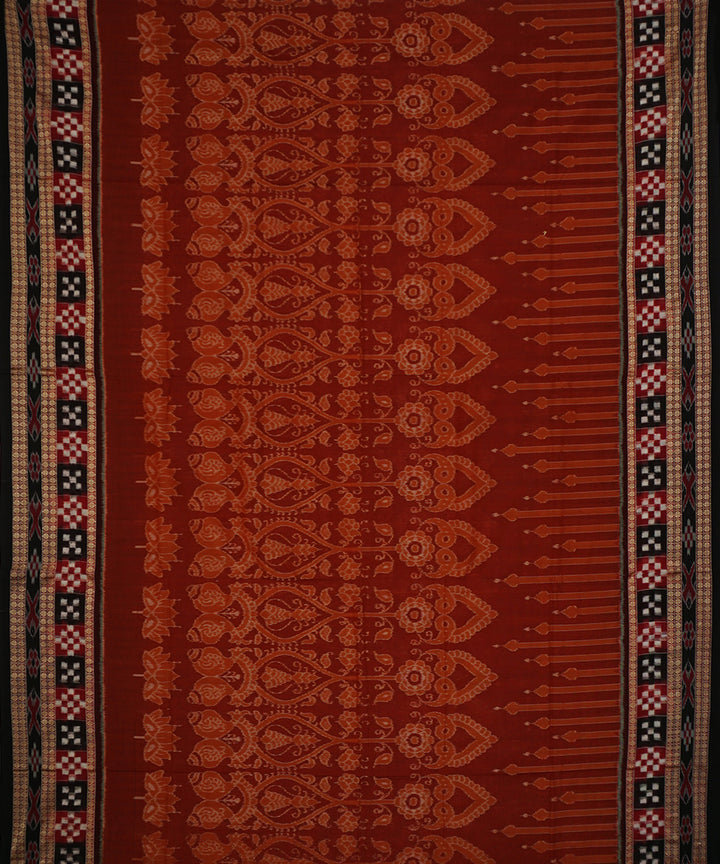 Rust brown and black cotton handwoven pasapalli saree