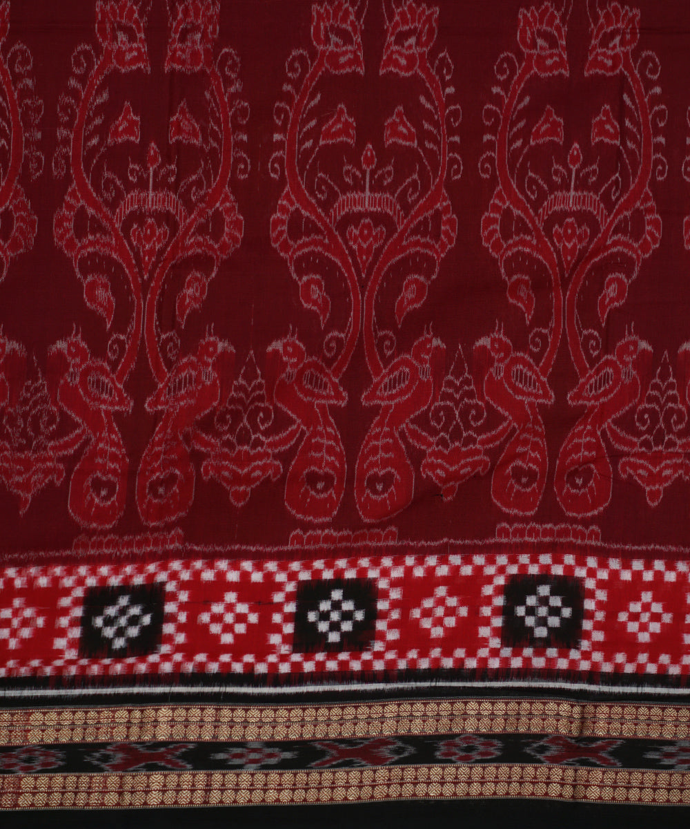 Maroon black cotton handwoven pasapalli saree