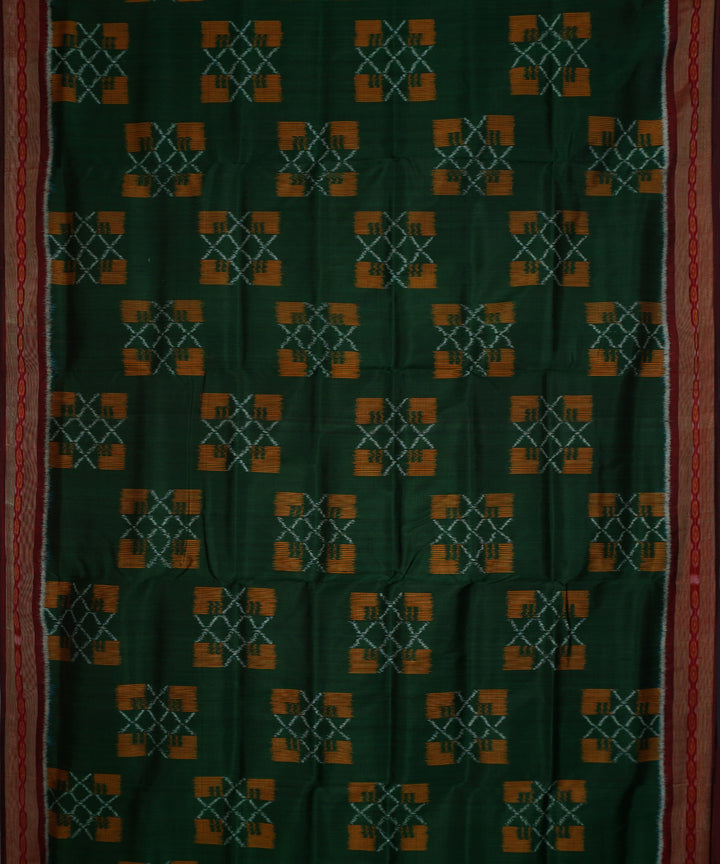Dark green maroon silk handwoven khandua saree