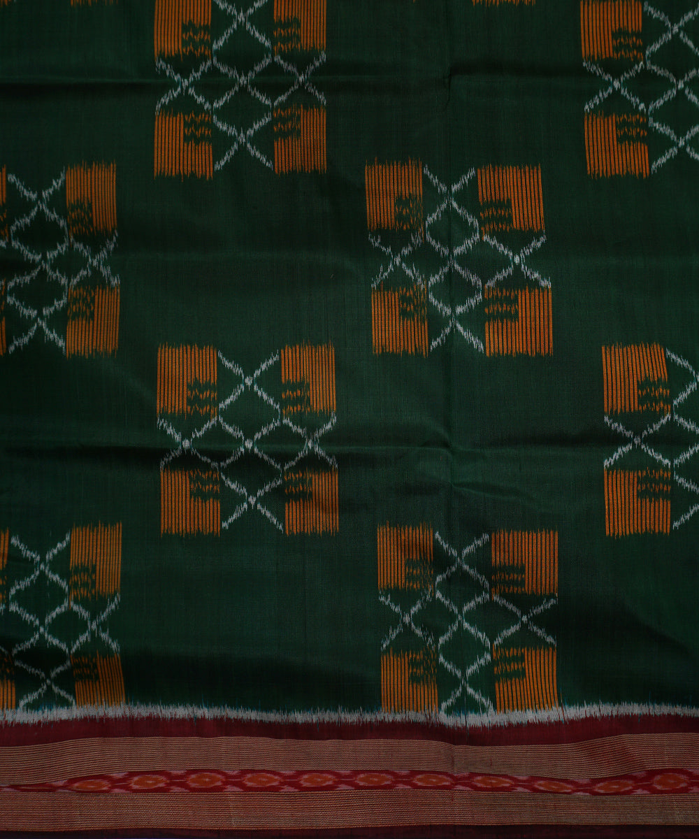 Dark green maroon silk handwoven khandua saree
