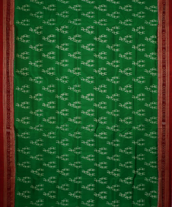 Parrot green maroon silk handwoven khandua saree