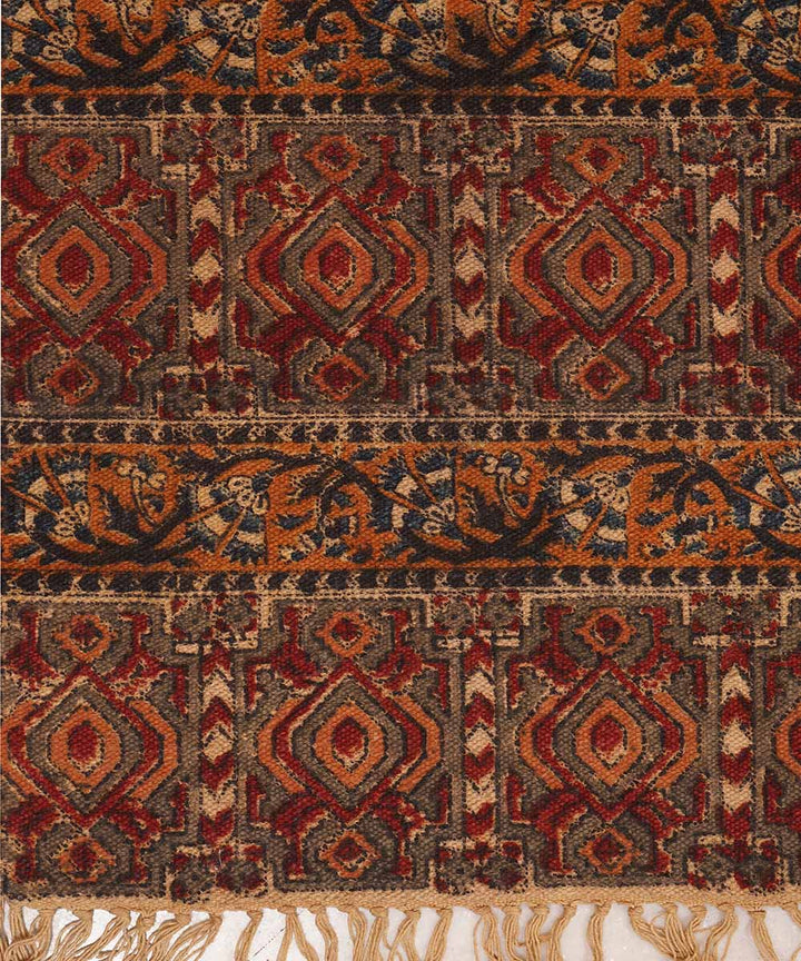 Handwoven multicolour warangal kalamkari cotton dhurrie