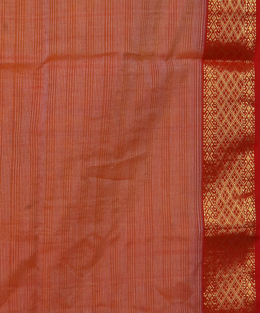 Handloom Light Orange Maheshwari Sico Saree