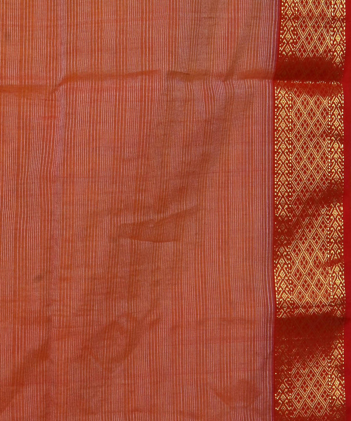 Handloom Light Orange Maheshwari Sico Saree