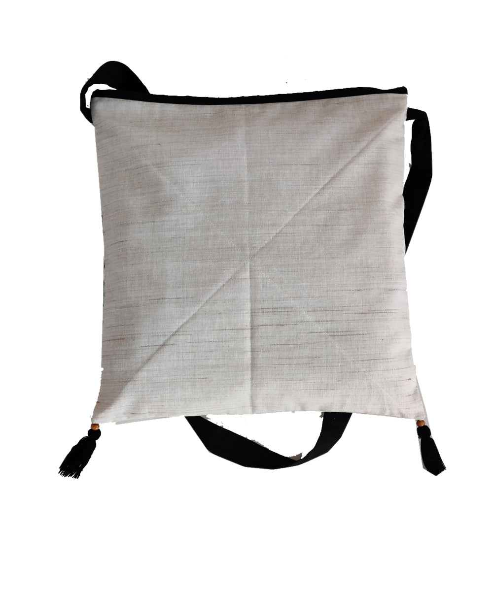 Off white hand embroidery cotton sling bag