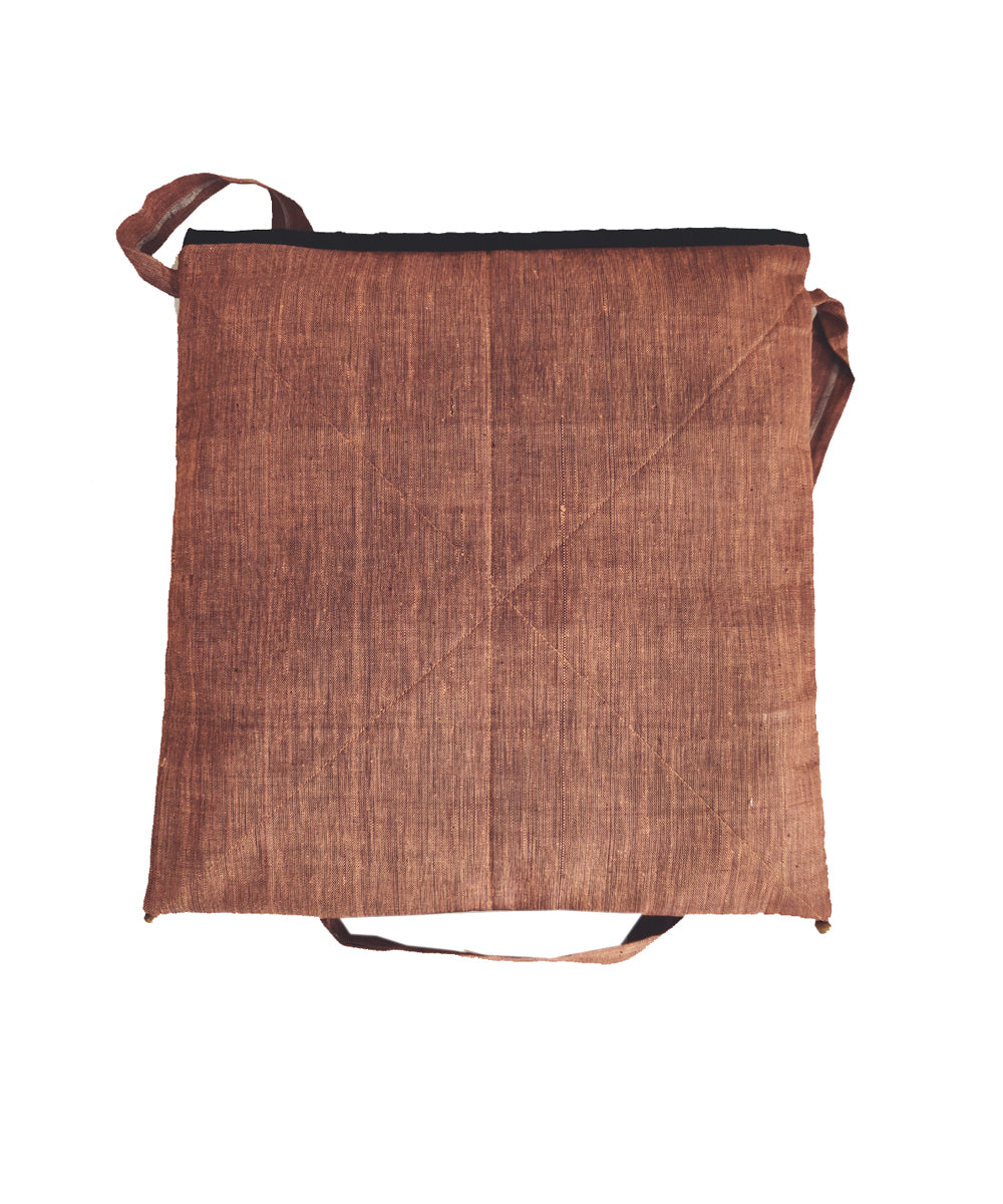 Brown hand embroidery cotton sling bag