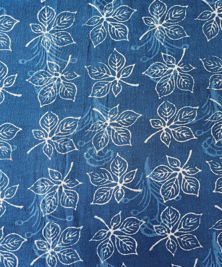 2.5m Indigo dyed hand spun handwoven cotton dabu print kurta material