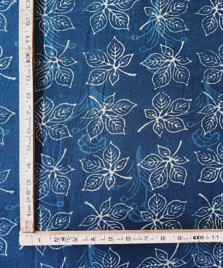 2.5m Indigo dyed hand spun handwoven cotton dabu print kurta material