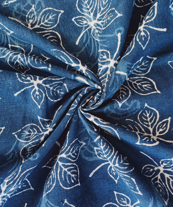 2.5m Indigo dyed hand spun handwoven cotton dabu print kurta material