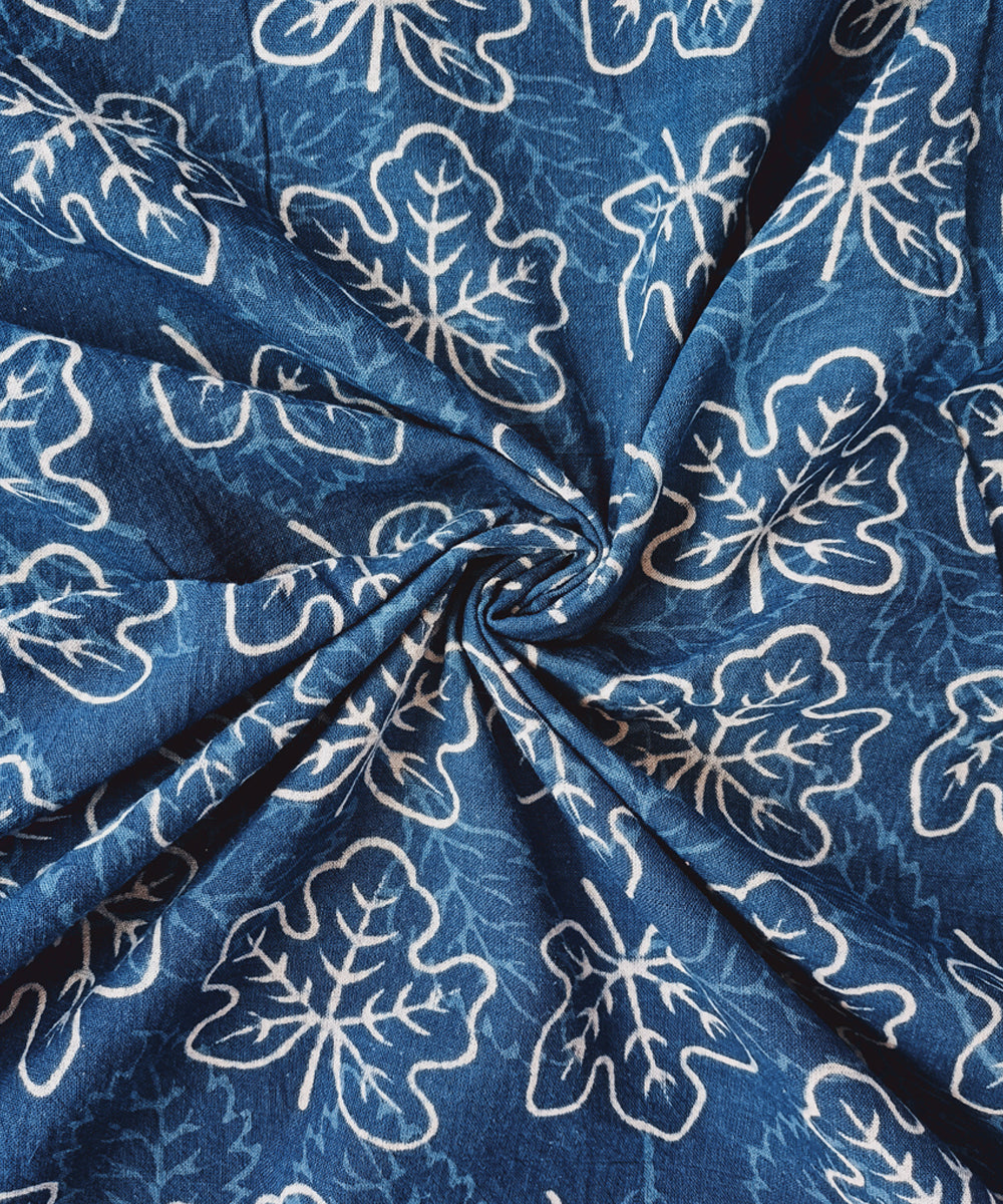 2.5m Indigo hand spun handwoven cotton dabu print kurta material