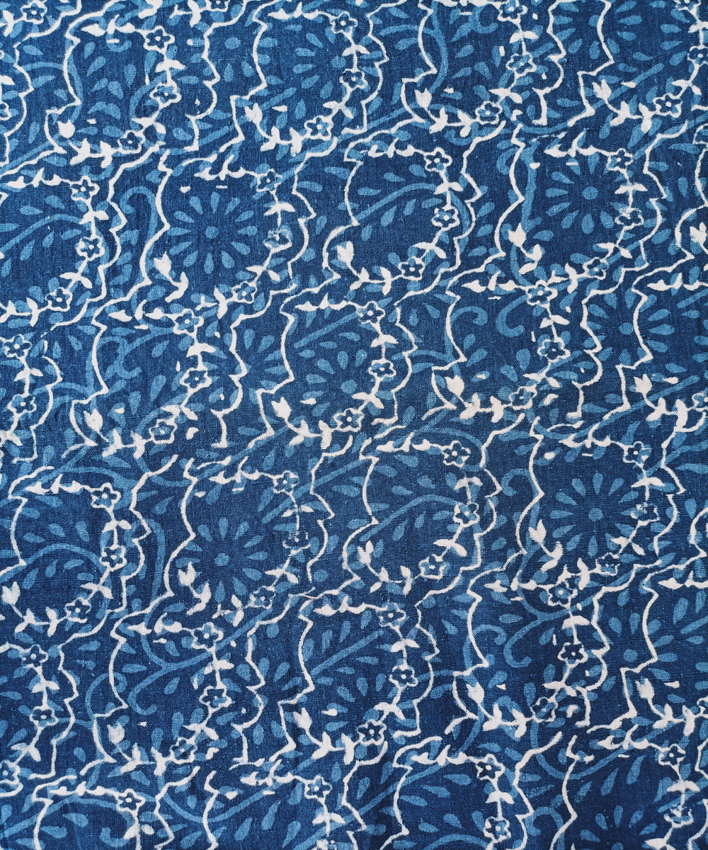 2.5m Indigo hand spun hand woven cotton dabu print kurta material