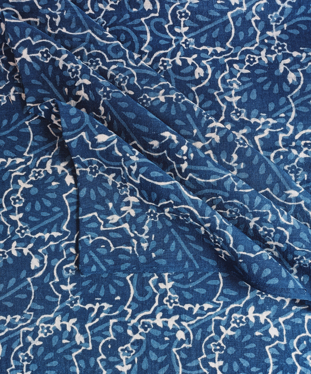 2.5m Indigo hand spun hand woven cotton dabu print kurta material