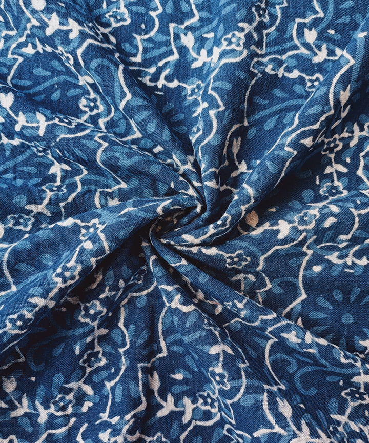 2.5m Indigo hand spun hand woven cotton dabu print kurta material