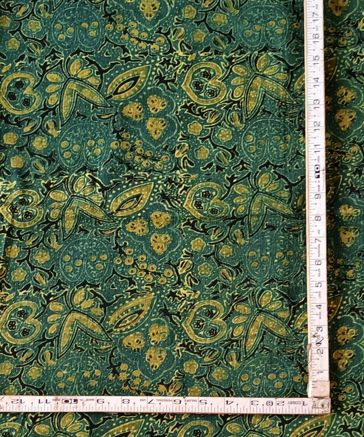 2.5m Yellow green handspun handwoven cotton ajrakh kurta material