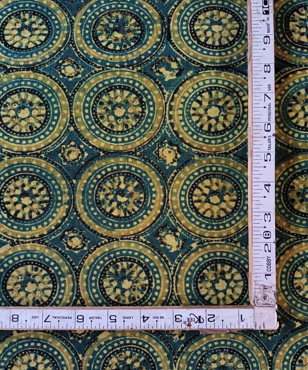 2.5m Green yellow handspun hand woven ajrakh cotton kurta material