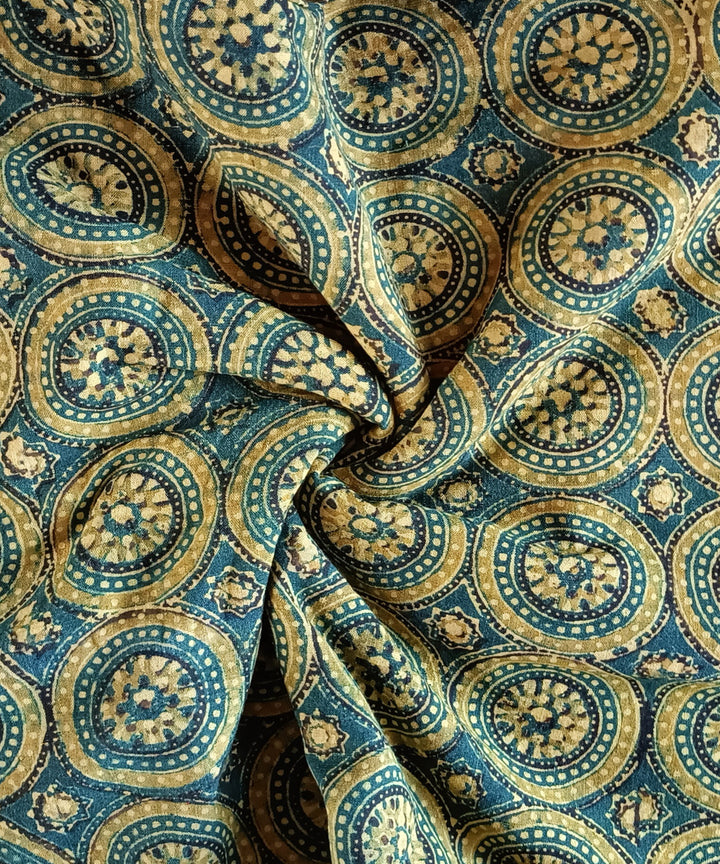 2.5m Green yellow handspun hand woven ajrakh cotton kurta material