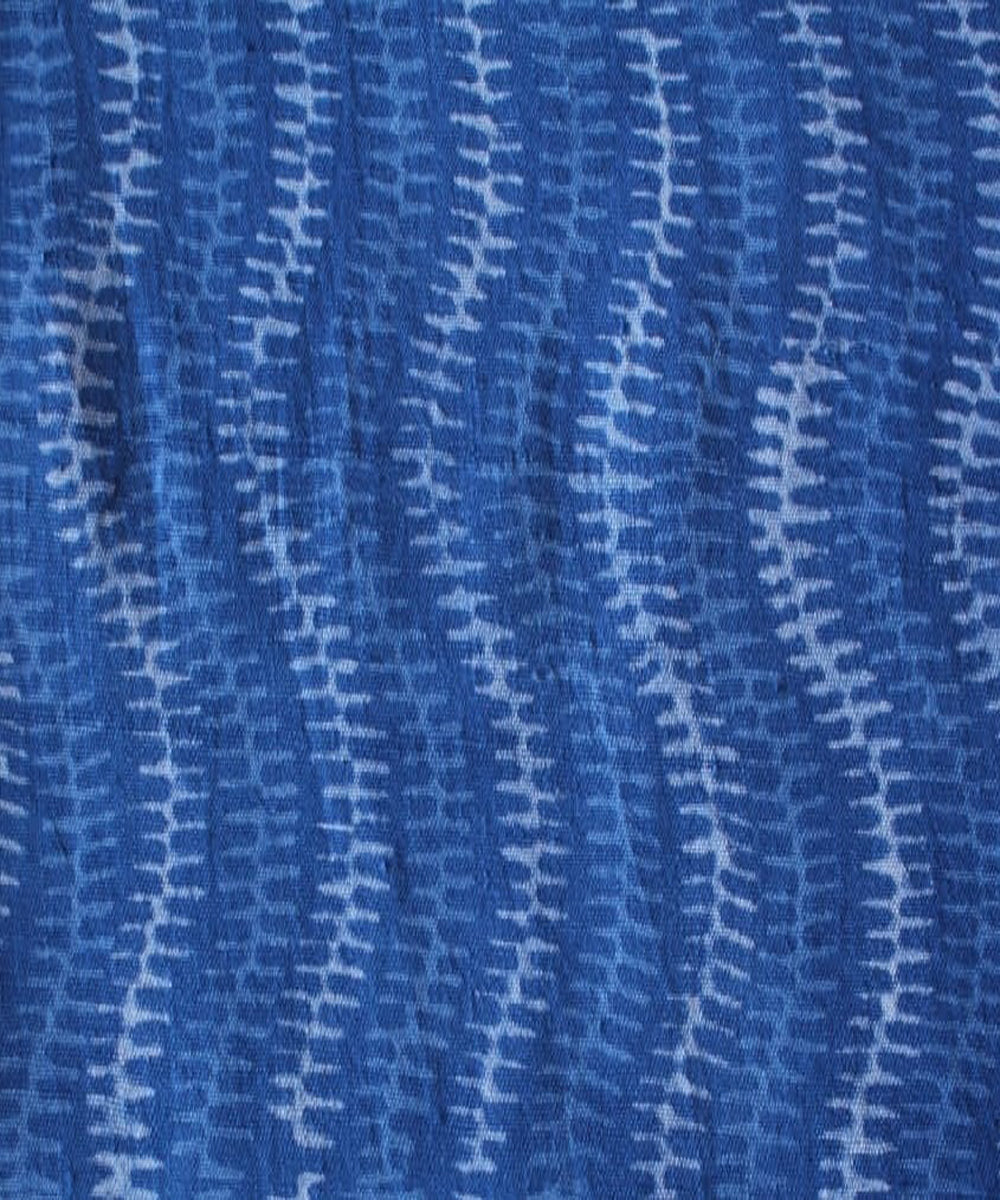 2.5m Blue white hand spun handwoven cotton dabu kurta material