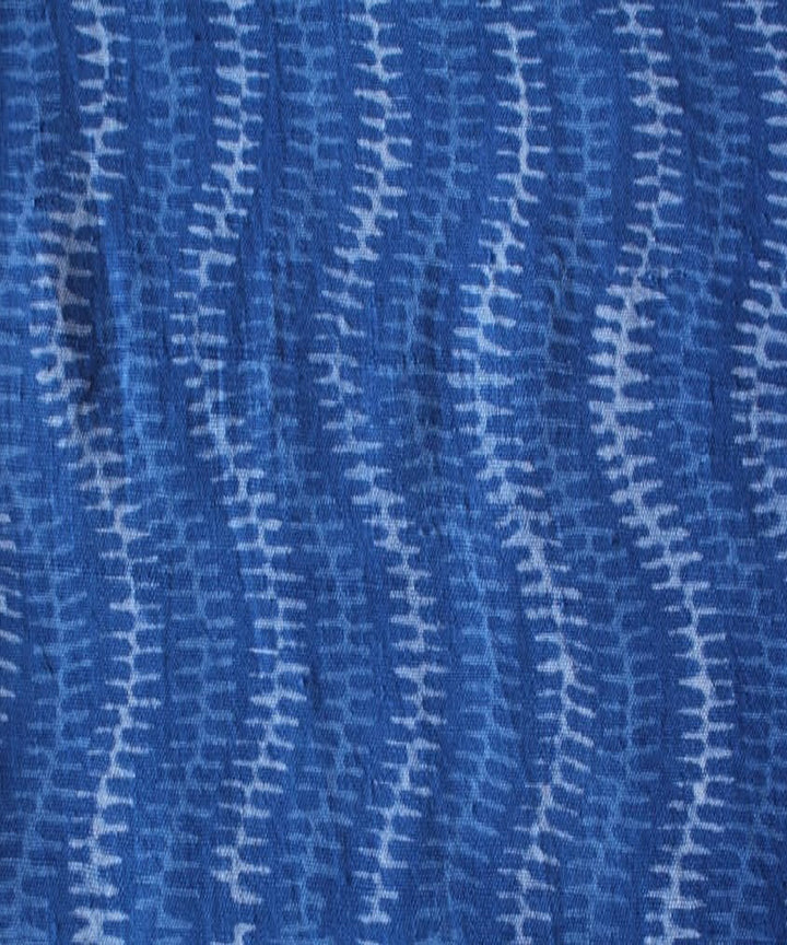 2.5m Blue white hand spun handwoven cotton dabu kurta material