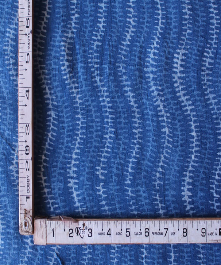 2.5m Blue white hand spun handwoven cotton dabu kurta material