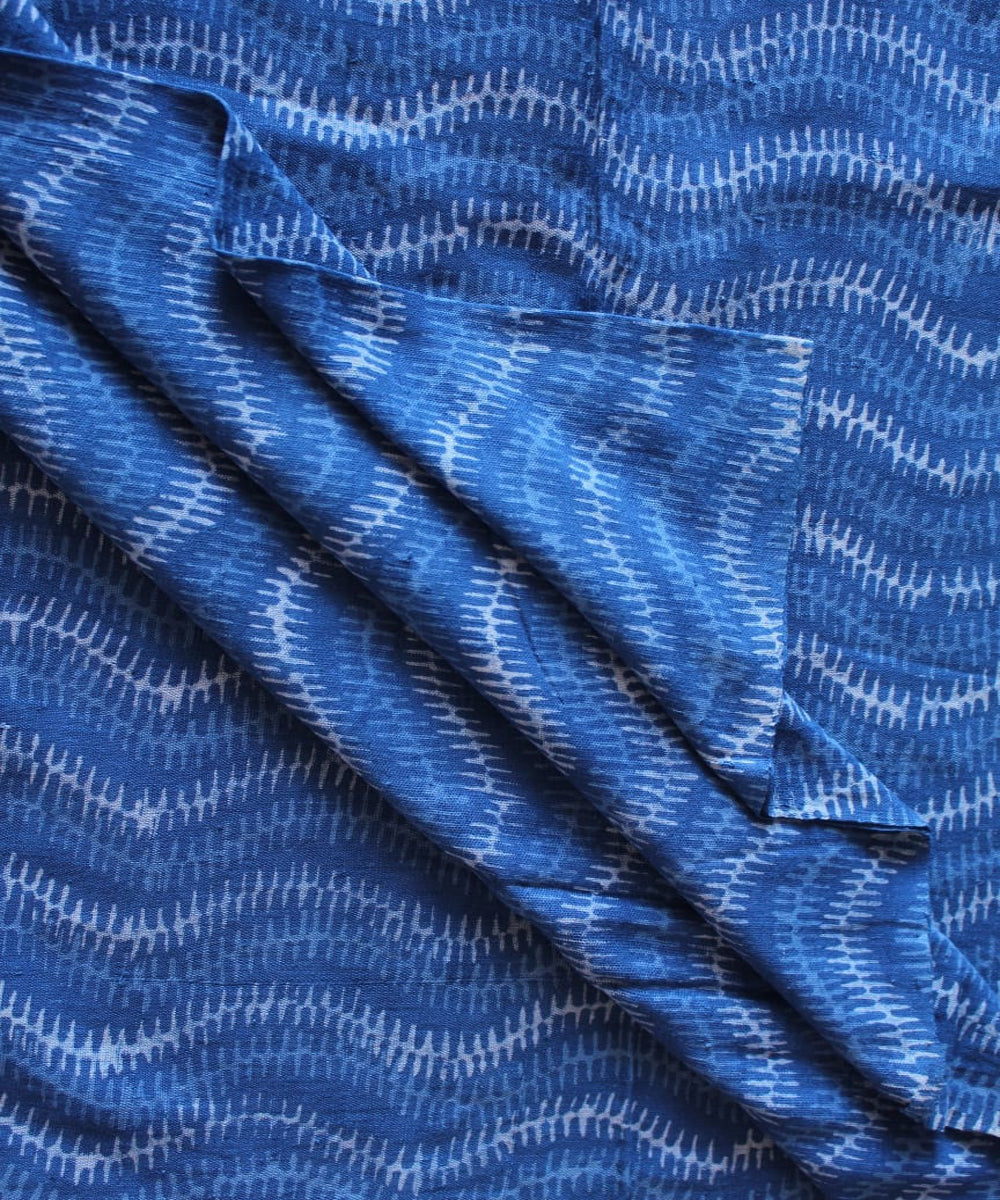 2.5m Blue white hand spun handwoven cotton dabu kurta material