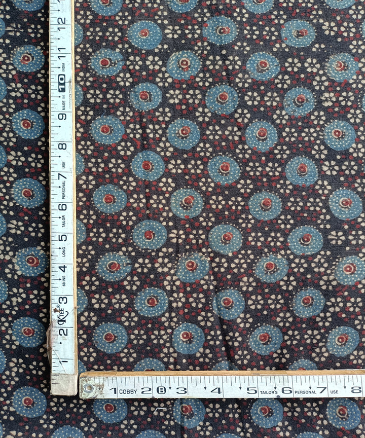 2.5m Blue red handspun handwoven cotton ajrakh print kurta material