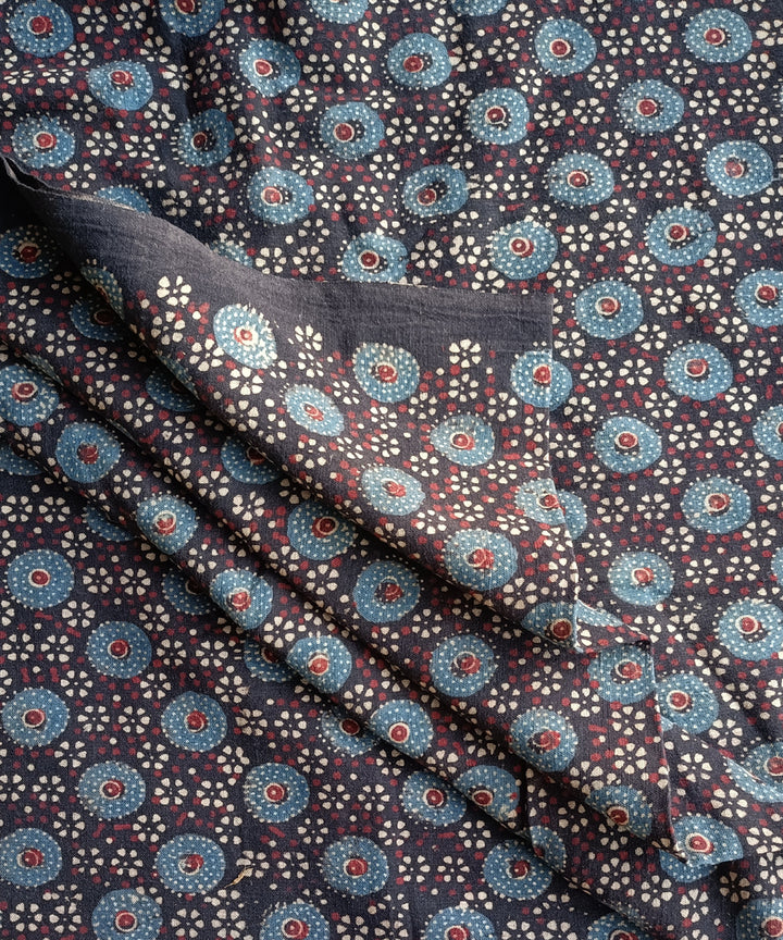 2.5m Blue red handspun handwoven cotton ajrakh print kurta material