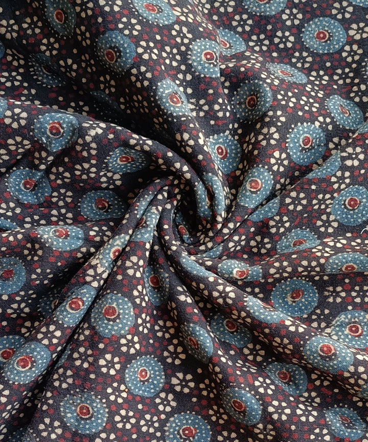 2.5m Blue red handspun handwoven cotton ajrakh print kurta material