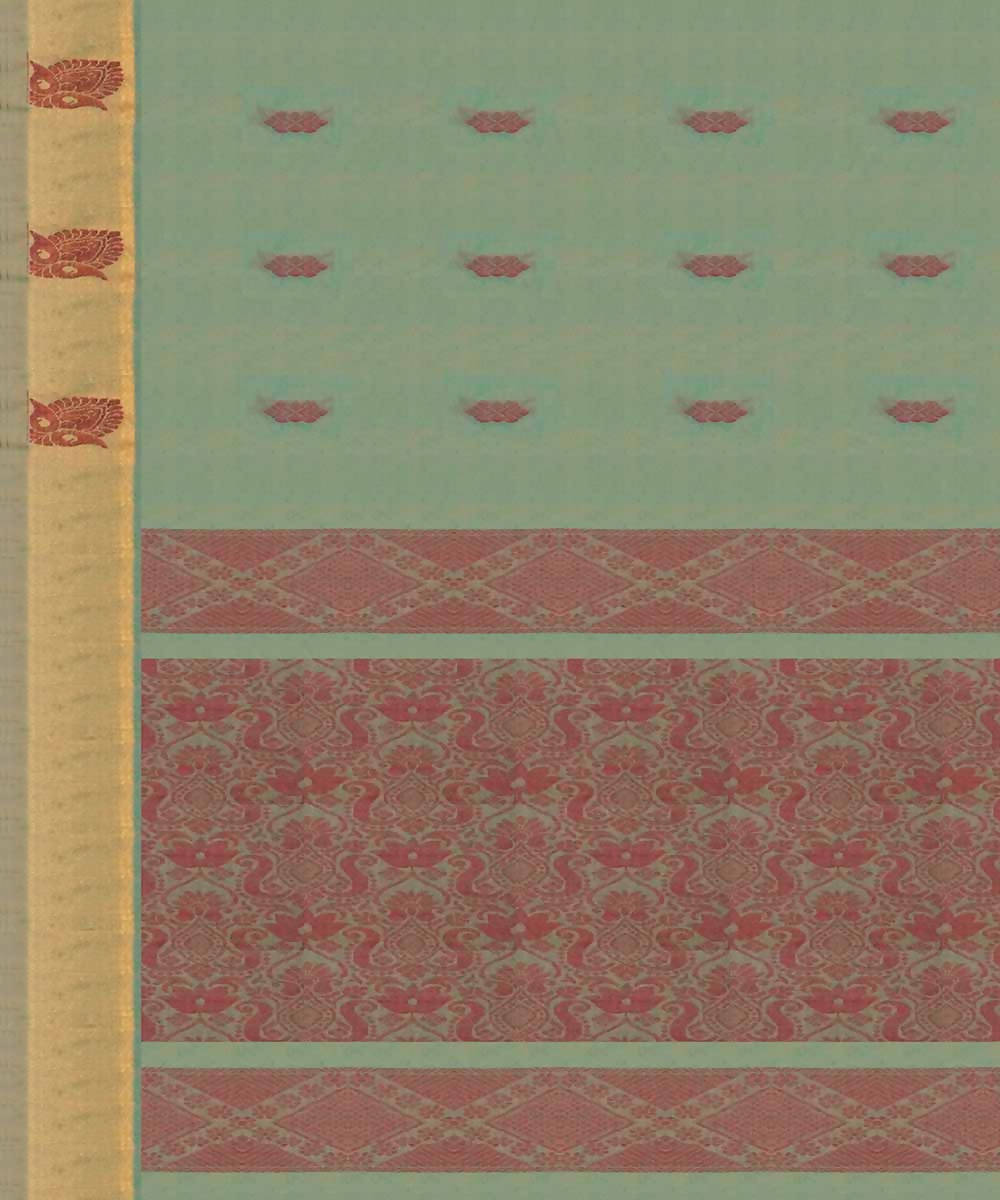 Moss green handwoven salem cotton saree