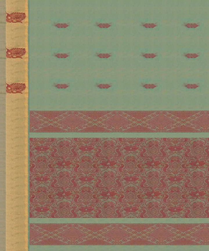 Moss green handwoven salem cotton saree