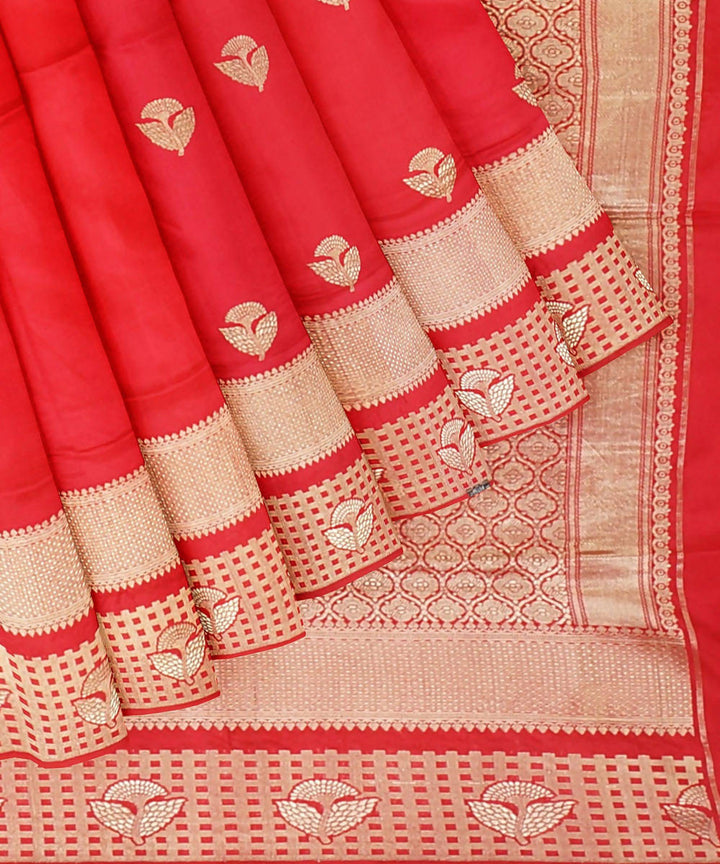 Red handloom silk katan banarasi saree