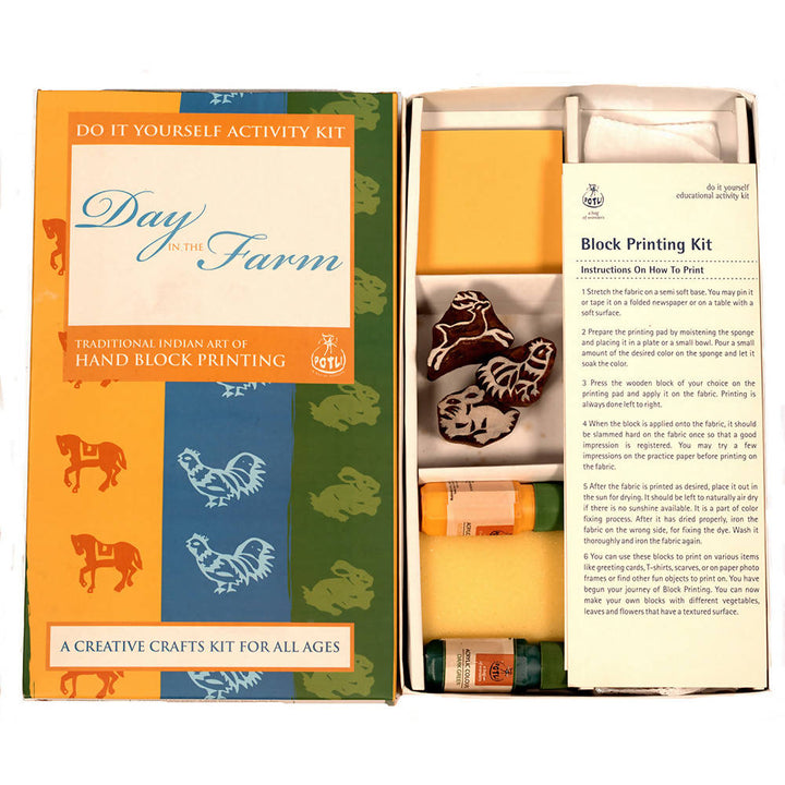 Handmade DIY Educational Wood Block Printing Kit (Day In The Farm)