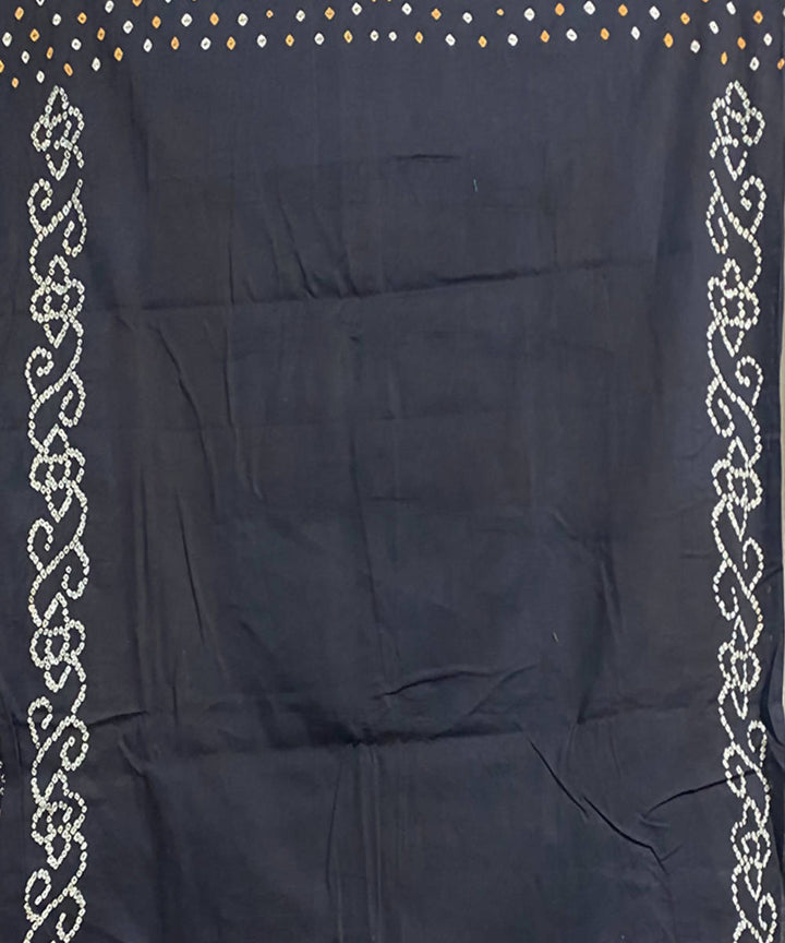 Black hand printed bandhani cotton silk saree