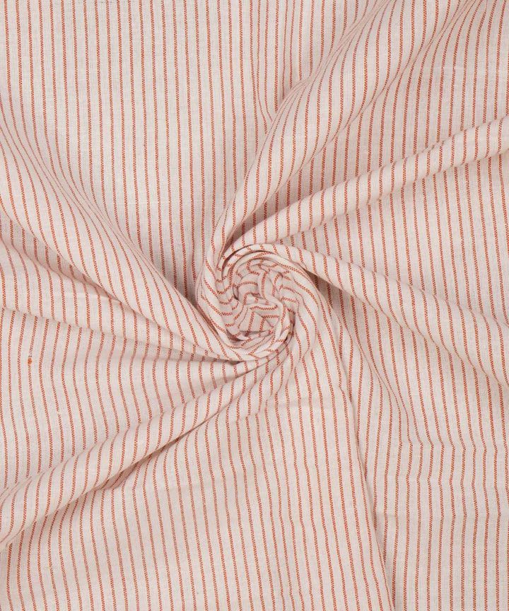 Offwhite orange stripes handspun handwoven bengal cotton fabric
