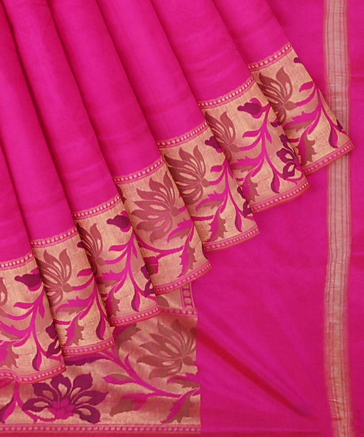 Deep pink handwoven silk banarasi saree