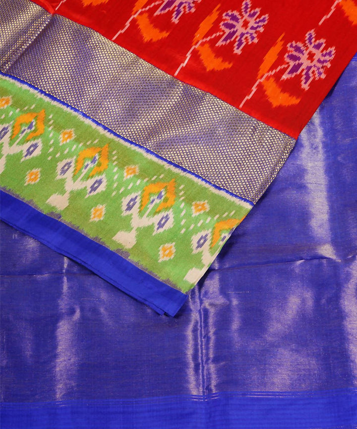 Red blue handloom silk pochampally saree