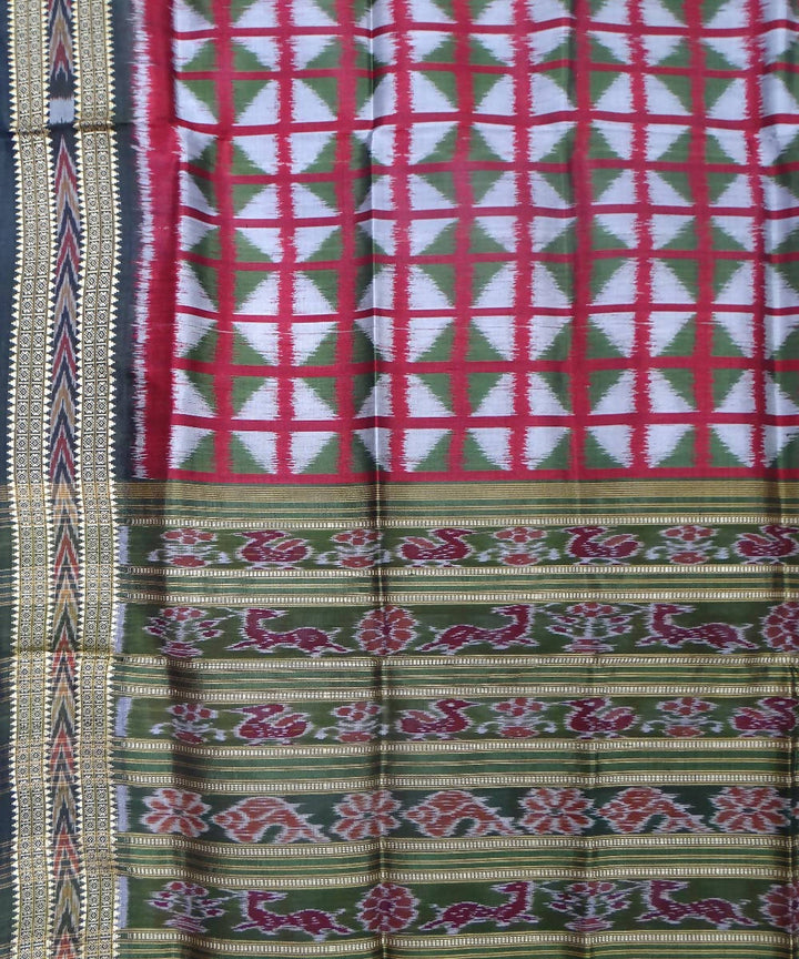Maroon Handloom Patli Khandua Silk Saree
