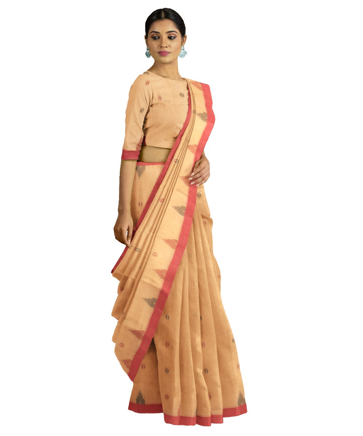 Tantuja brown handloom cotton jamdani saree