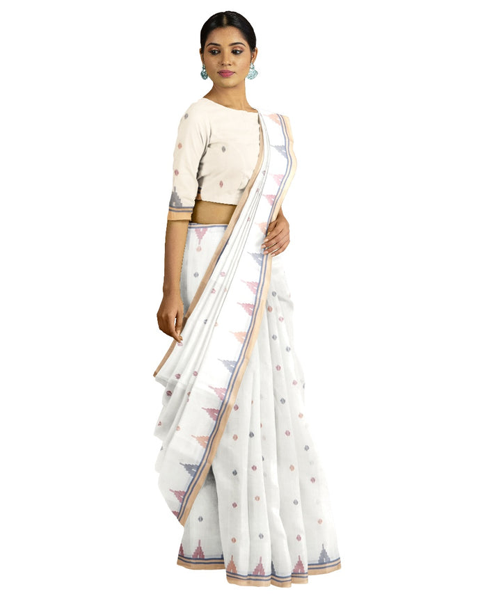 Tantuja white handloom cotton jamdani saree