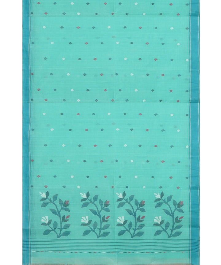 Tantuja sky blue handloom cotton jamdani saree