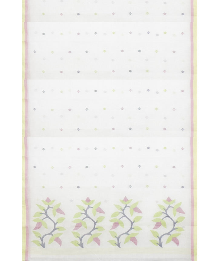 Tantuja off white handloom cotton jamdani saree