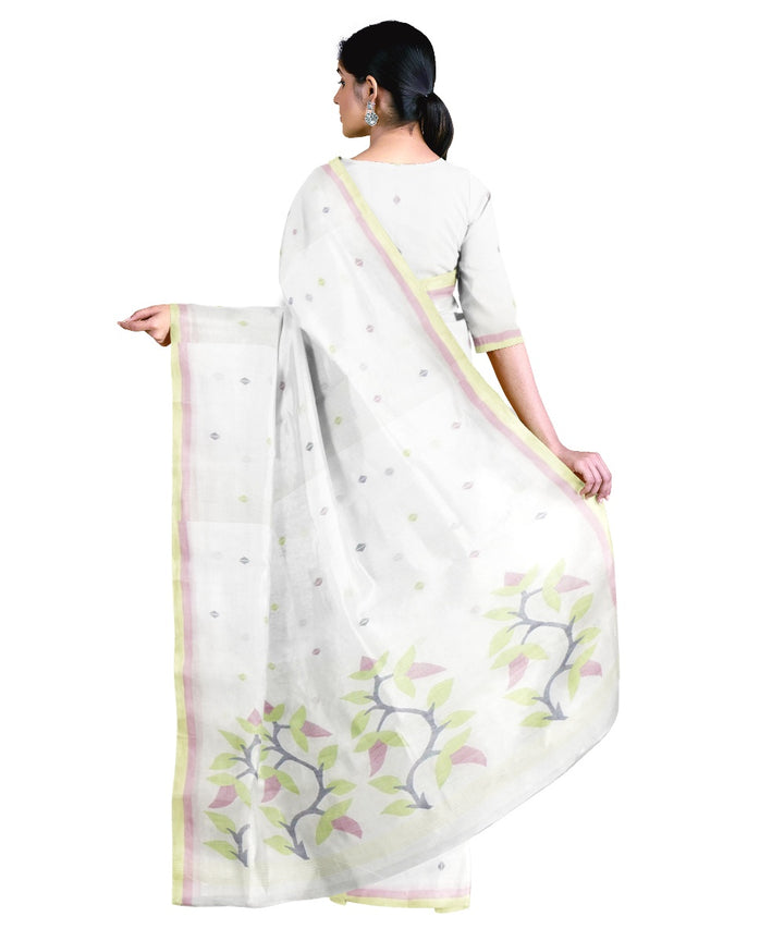 Tantuja off white handloom cotton jamdani saree