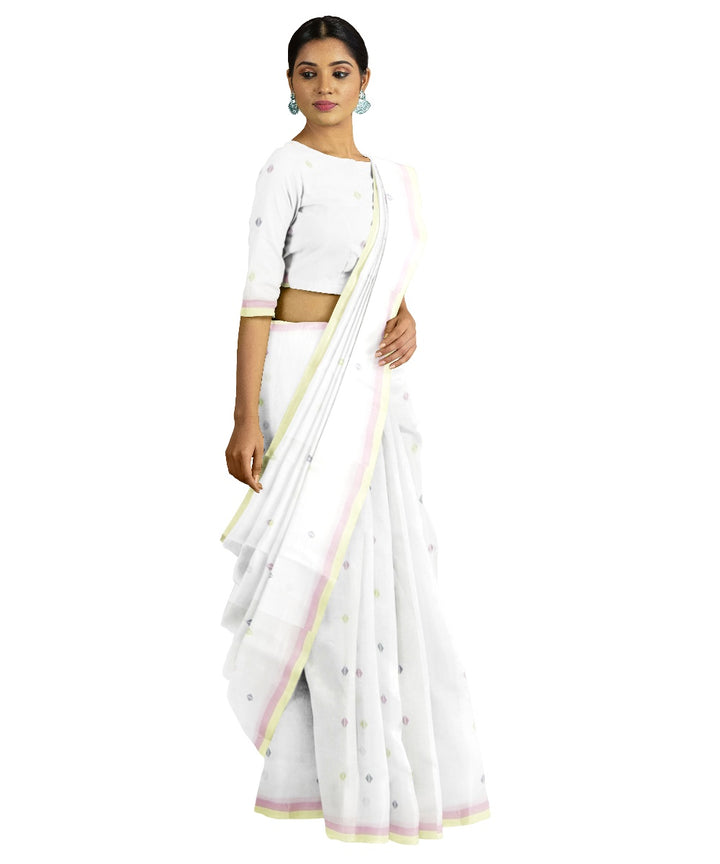 Tantuja off white handloom cotton jamdani saree