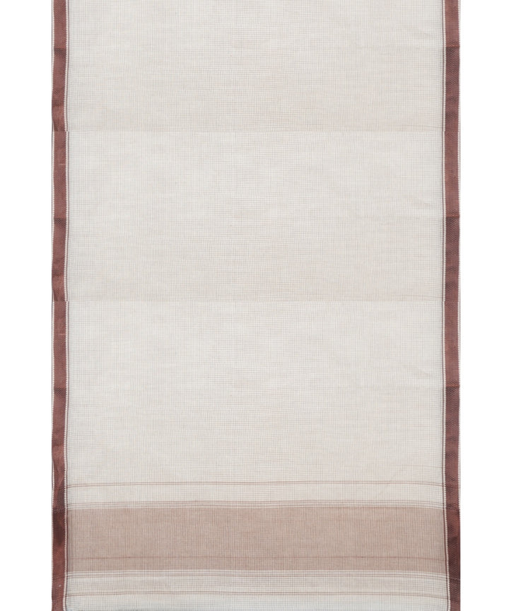 Tantuja beige brown handloom cotton saree