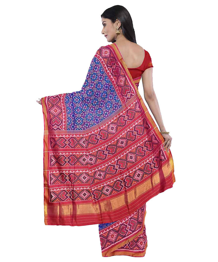 Purple red handwoven patola silk saree
