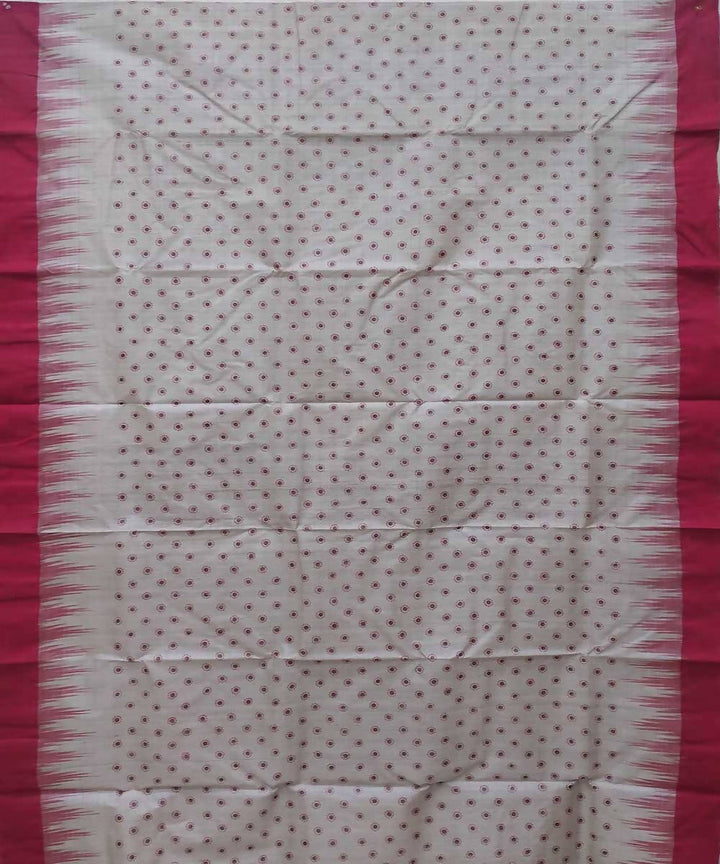 Offwhite red handwoven tussar silk saree