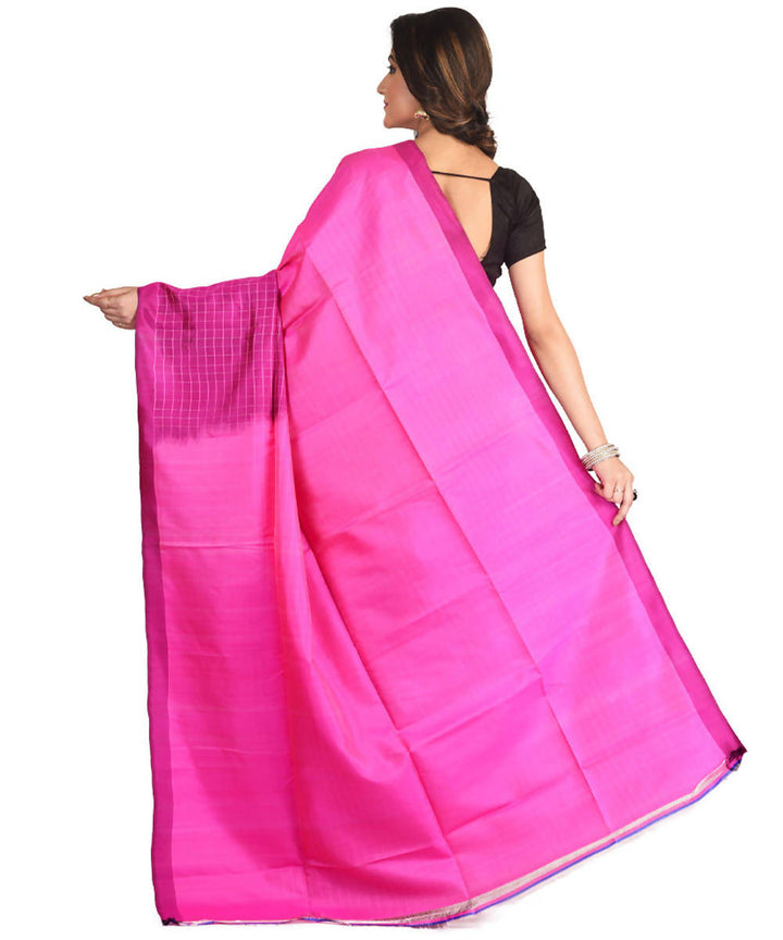 Resham shilpi pink bengal silk saree with handwoven design