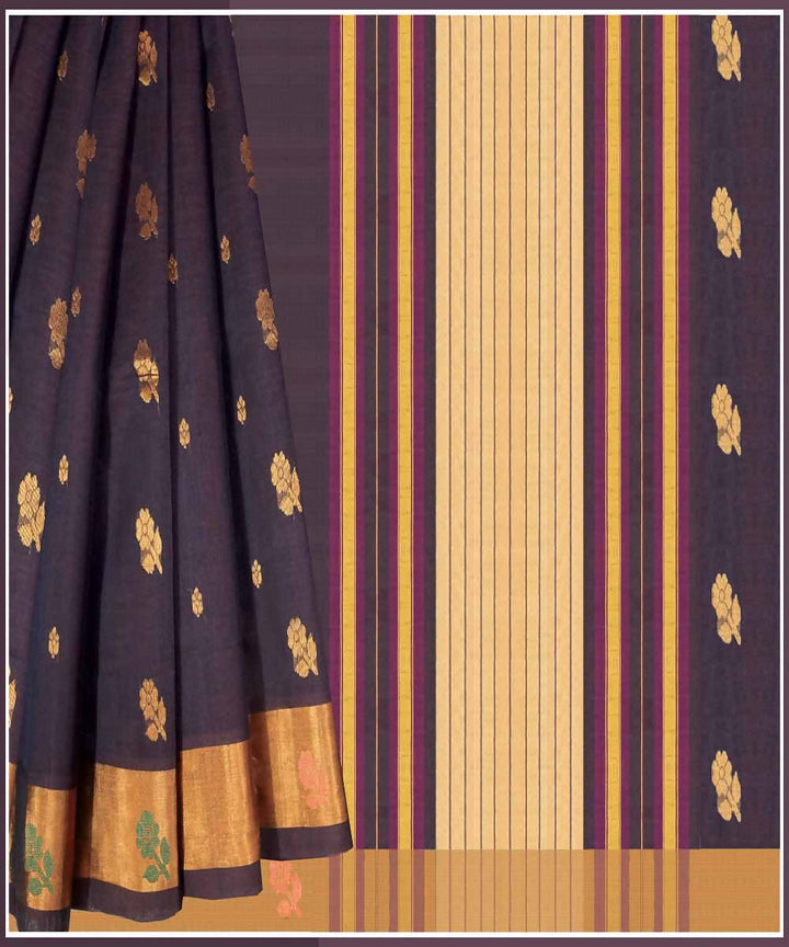 Dark grape purple handwoven paramakudi cotton saree